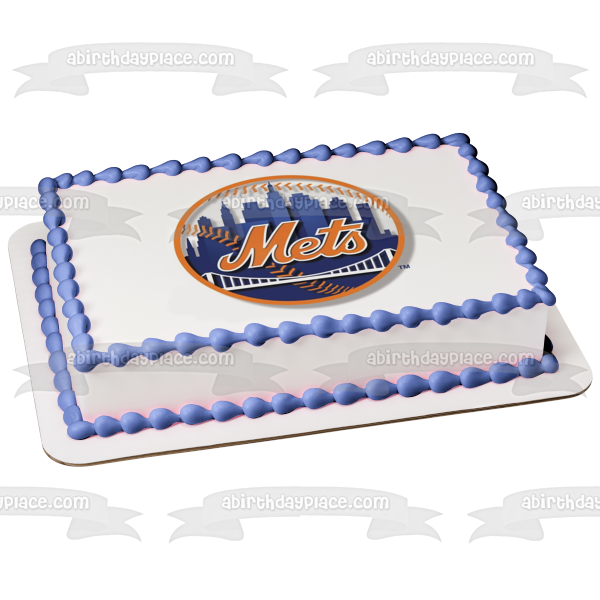 New York Mets Logo MLB Edible Cake Topper Image ABPID10756