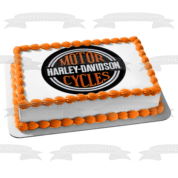 Harley-Davidson Motor Cycles Logo Patch Edible Cake Topper Image ABPID10952