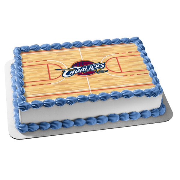 Cleveland Cavaliers Logo NBA Court Background Edible Cake Topper Image ABPID11242