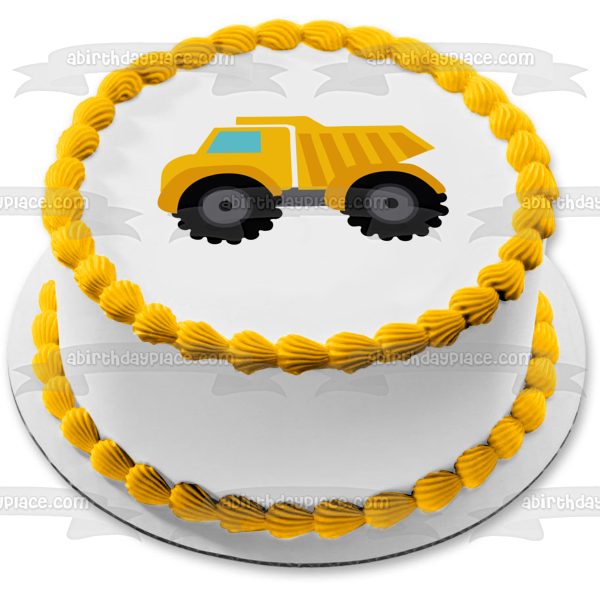 Construction Equipment Dump Truck Edible Cake Topper Image ABPID11144
