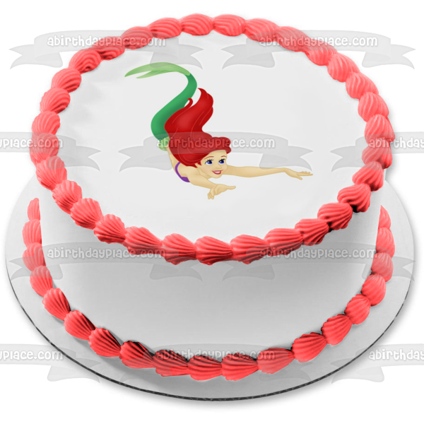 Disney the Little Mermaid Ariel Swimming Edible Cake Topper Image ABPID11186