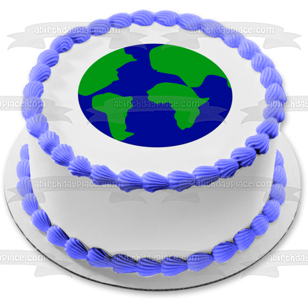 Cartoon Globe Water Land Edible Cake Topper Image ABPID11314