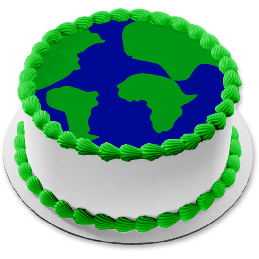 Cartoon Globe Water Land Edible Cake Topper Image ABPID11314