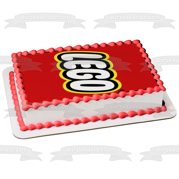 LEGO Logo Red Background Edible Cake Topper Image ABPID11315