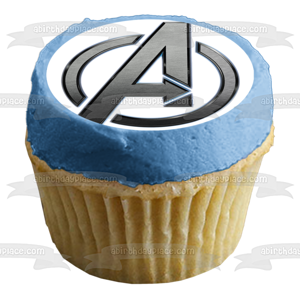 Marvel Avengers Silver Logo Edible Cake Topper Image ABPID11317