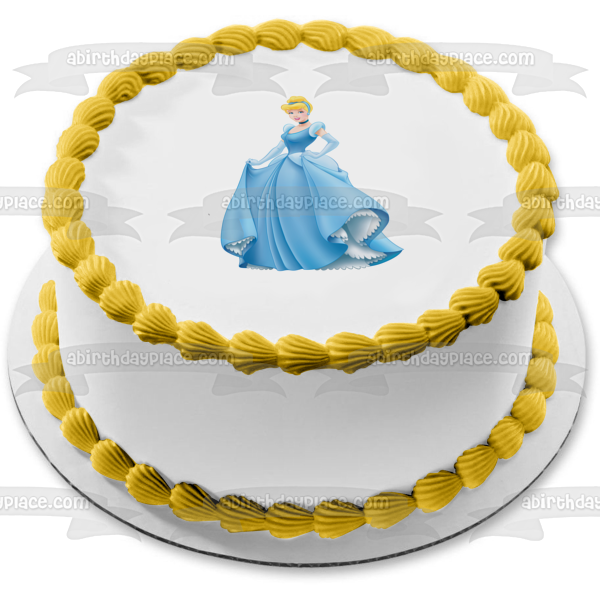Disney Cinderella Blue Ball Gown Edible Cake Topper Image ABPID11513