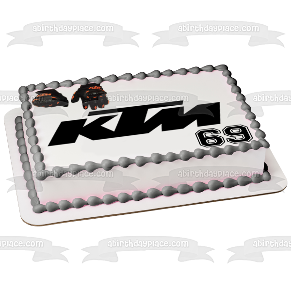 Ktm Bike Logo 69 Gloves Edible Cake Topper Image ABPID11519