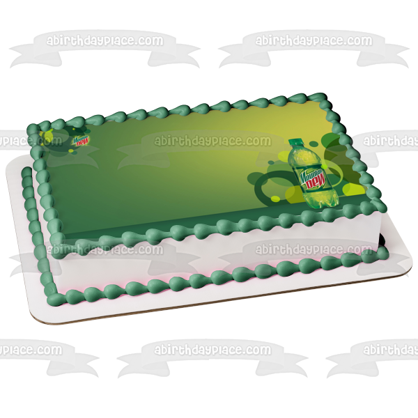 Mountain Dew Bottle Logo Green Background Edible Cake Topper Image ABPID11537