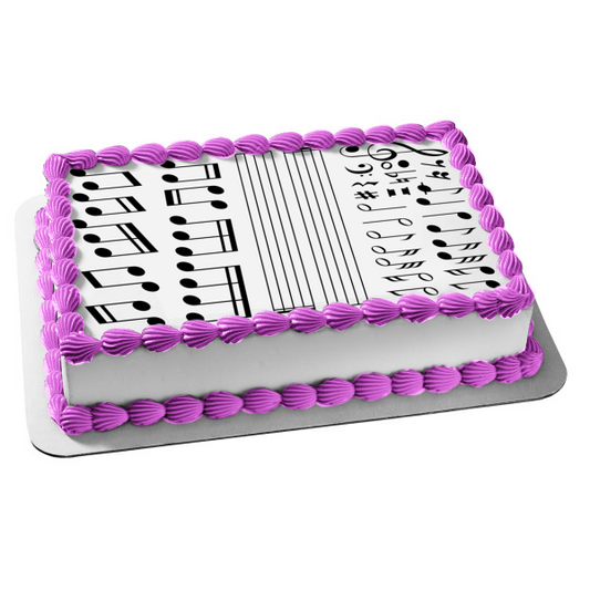 Music Notes G Clef Note Bold Double Bar Line F Clef Edible Cake Topper Image ABPID11347