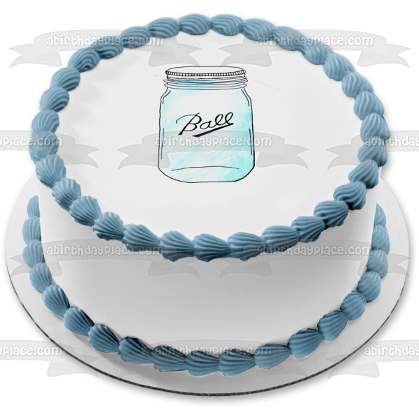 Ball Mason Jar Edible Cake Topper Image ABPID11349