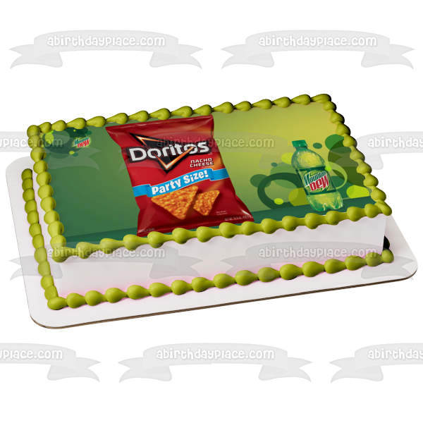 Mountain Dew Bottle Doritos Bag Edible Cake Topper Image ABPID11548