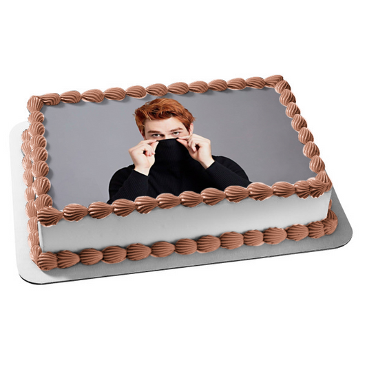 Riverdale Archie Andrews Kj Apa Grey Background Edible Cake Topper Image ABPID11364