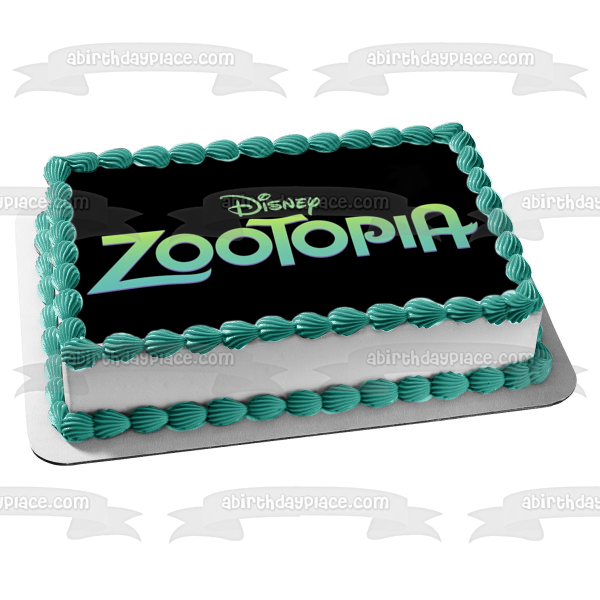 Disney Zootopia Green Logo Black Background Edible Cake Topper Image ABPID11373