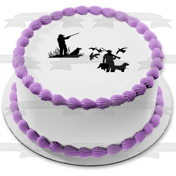 Duck Hunters Silhouettes Hunting Dog Ducks Edible Cake Topper Image ABPID11376