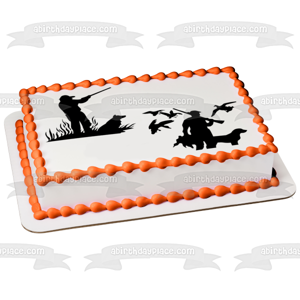 Duck Hunters Silhouettes Hunting Dog Ducks Edible Cake Topper