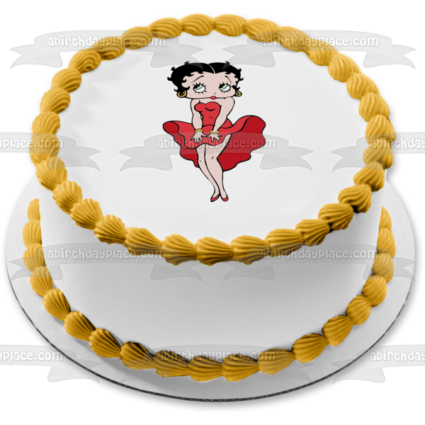 Betty Boop Holding Dress Down Edible Cake Topper Image ABPID11695