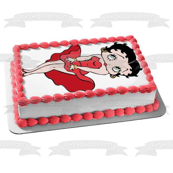 Betty Boop Holding Dress Down Edible Cake Topper Image ABPID11695