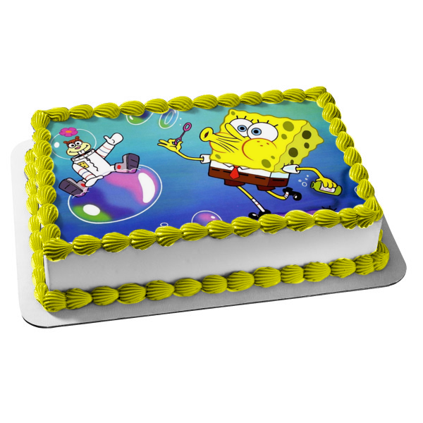 SpongeBob SquarePants Sandy Blowing Bubbles Edible Cake Topper Image ABPID11673
