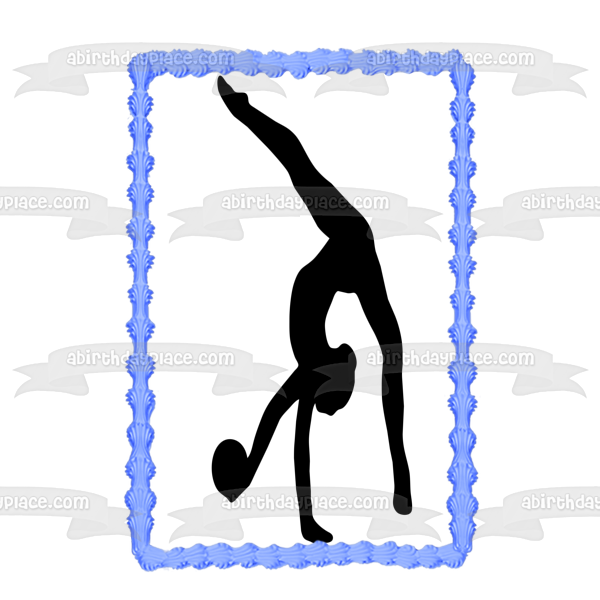Gymnast Silhouette Edible Cake Topper Image ABPID11399