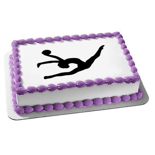 Gymnast Silhouette Edible Cake Topper Image ABPID11399