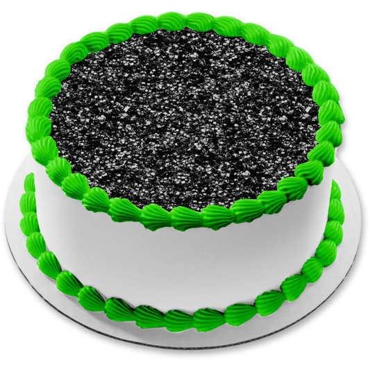 Imagen comestible para decoración de tarta con fondo de patrón de brillo negro ABPID11709 