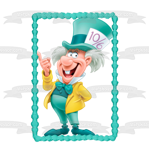 Alice In Wonderland the Mad Hatter Edible Cake Topper Image ABPID11735