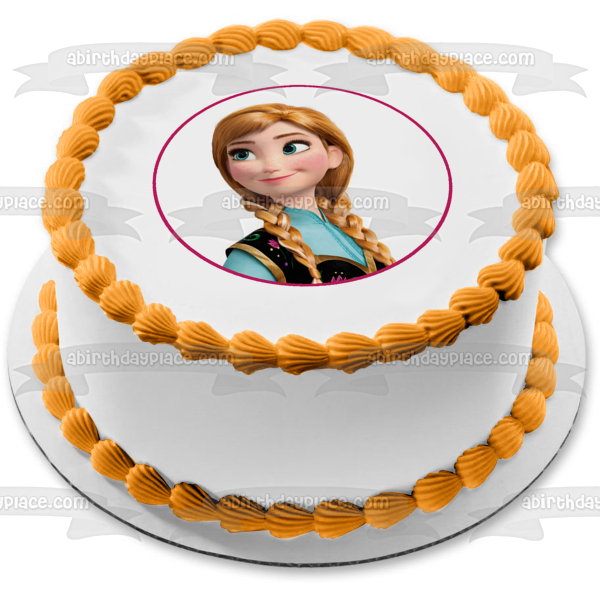 Disney Frozen Anna Smiling Edible Cake Topper Image ABPID11496