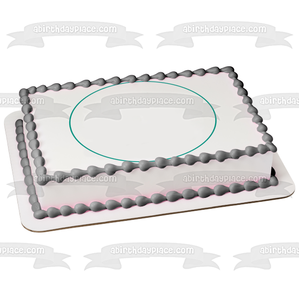 Green Circle Outline Edible Cake Topper Image ABPID11737