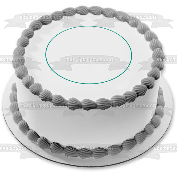 Green Circle Outline Edible Cake Topper Image ABPID11737