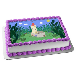 Ben and Holly's Little Kingdom Castle Flowers Sun Clouds Edible Cake Topper Image ABPID11955