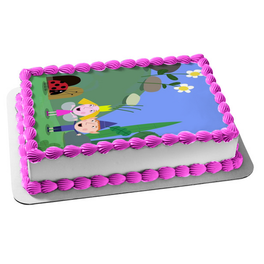 Ben and Holly's Little Kingdom Gaston the Ladybird Flowers Edible Cake Topper Image ABPID11969