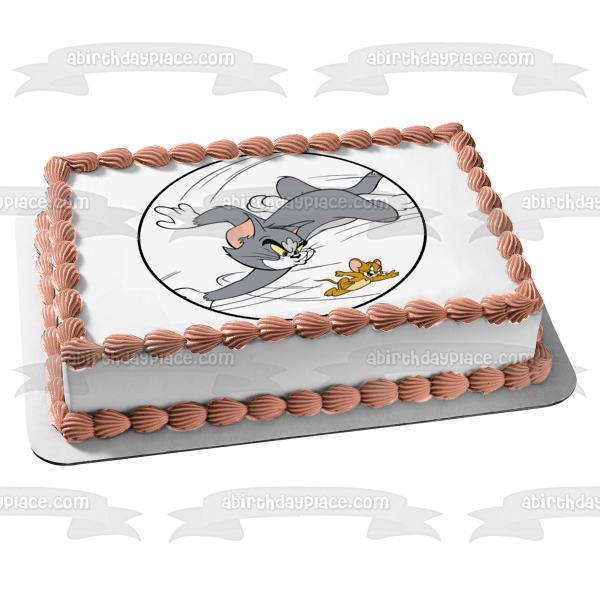 Tom and Jerry Tom Chasing Jerry Edible Cake Topper Image ABPID12023
