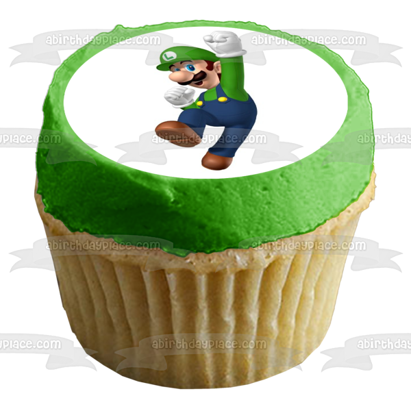Super Mario Brothers Luigi Jumping Edible Cake Topper Image ABPID12026
