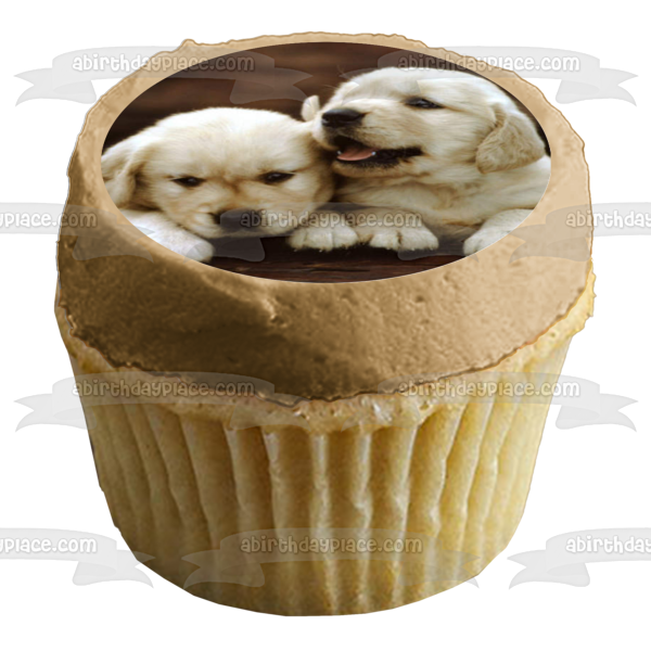Puppies Golden Retrievers Edible Cake Topper Image ABPID11864