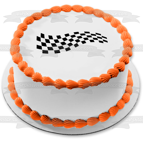 Hot Wheels Checkered Dracing Flag Edible Cake Topper Image ABPID12108
