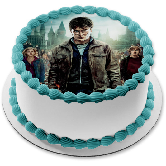 Harry Potter and the Deathly Hallow Hermione Granger Ron Weasley Edible Cake Topper Image ABPID11875