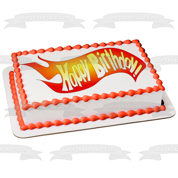 Hot Wheels Happy Birthday Banner Edible Cake Topper Image ABPID12118