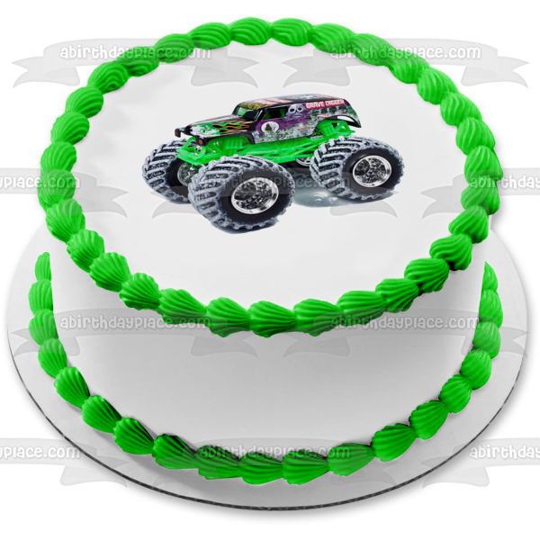 Hot Wheels Grave Digger Edible Cake Topper Image ABPID12119