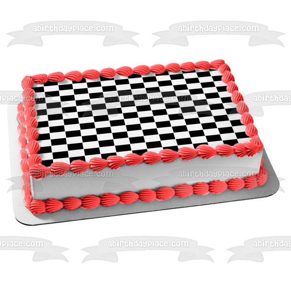 Hot Wheels Checkered Background Edible Cake Topper Image ABPID12121