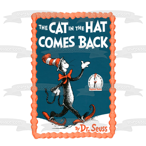 Dr. Seuss The Cat in the Hat Comes Back Book Cover Edible Cake Topper Image ABPID11881