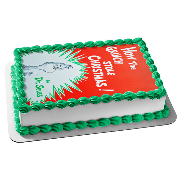 Dr. Seuss How the Grinch Stole Christmas Book Cover Edible Cake Topper Image ABPID11889