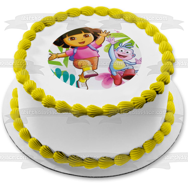 Dora the Explorer Boots Jumping Edible Cake Topper Image ABPID12186