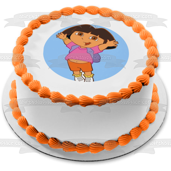 Dora the Explorer Jumping Backpack Edible Cake Topper Image ABPID12187