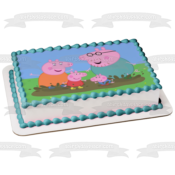 Peppa Pig Mummy Pig Daddy Pig George Edible Cake Topper Image ABPID12351