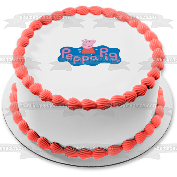Peppa Pig Logo Edible Cake Topper Image ABPID12364