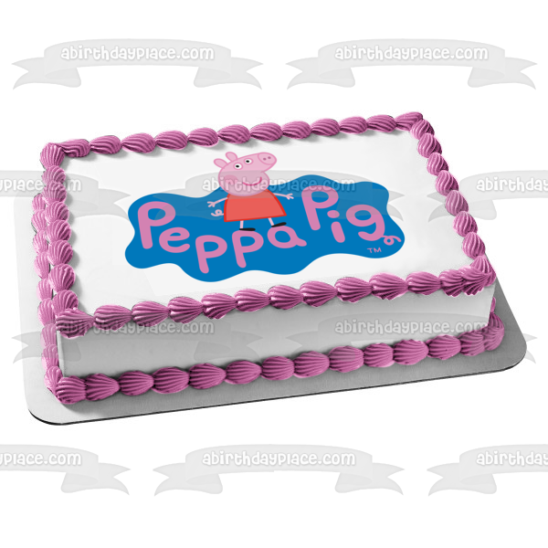 Peppa Pig Logo Edible Cake Topper Image ABPID12364