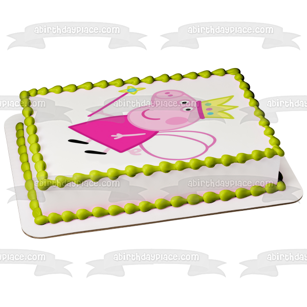 Peppa Pig Fairy Crown Magic Wand Fairy Wings Edible Cake Topper Image ABPID12367