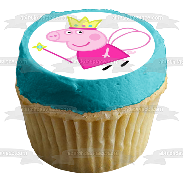 Peppa Pig Fairy Crown Magic Wand Fairy Wings Edible Cake Topper Image ABPID12367