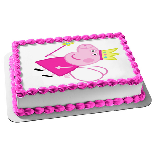 Peppa Pig Fairy Crown Magic Wand Fairy Wings Edible Cake Topper Image ABPID12367