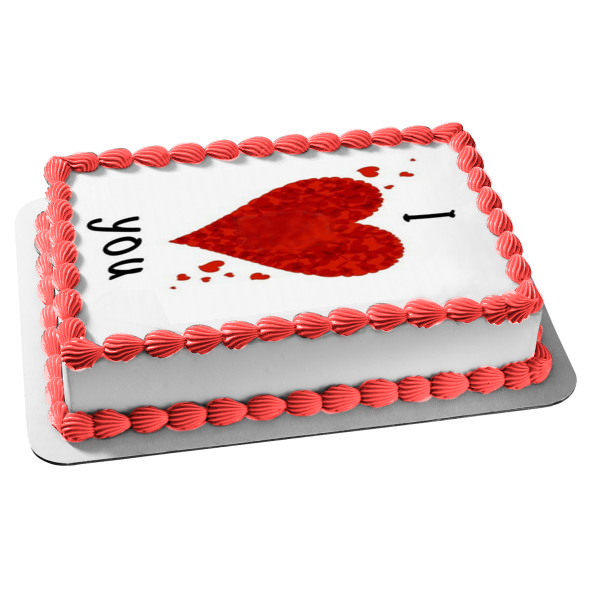 I Love You Red Heart Edible Cake Topper Image ABPID12622